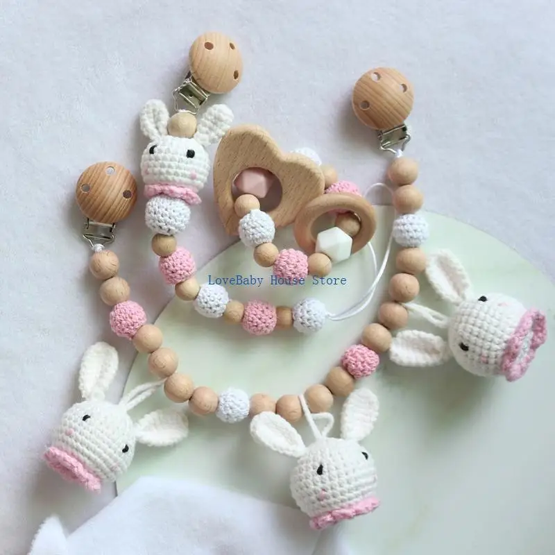 

BX0D Baby Stroller Hanging Pendant Rattle Pacifier Chain Clip Infants Teether