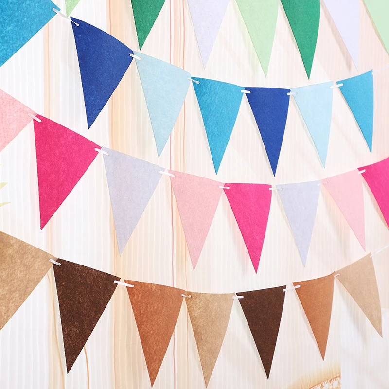 

Colorful Felt Banner Garlands Kids Boy Girl Birthday Party Decoration Favors Hanging Bunting Baby Shower Wedding Flags Supplies