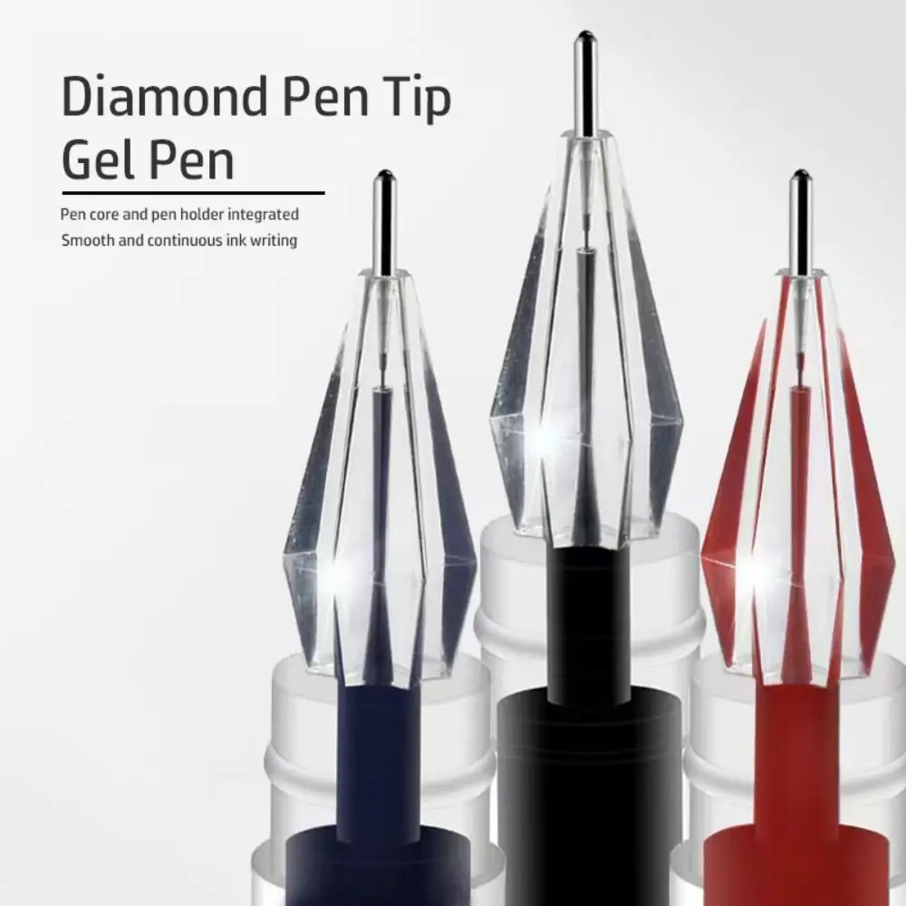 10PCS/Set Quick-drying Gel Pen Press Type Black/Blue/Red Ink Neutral Pen 0.38mm Diamond Tip Signature Pens Student Test