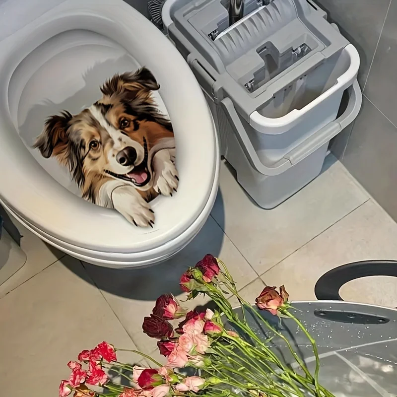 Beängstigende Katze Toiletten aufkleber DIY selbst klebende Toiletten deckel Aufkleber für Badezimmer Toilette Mode wasserdichte WC Wohnkultur – Detail 7
