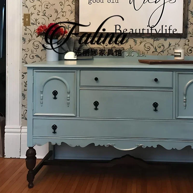 

u W French European Solid Wood Luxury Entrance Cabinet Living Room Decoration Cabinet Light Luxury High-end Carved Locker