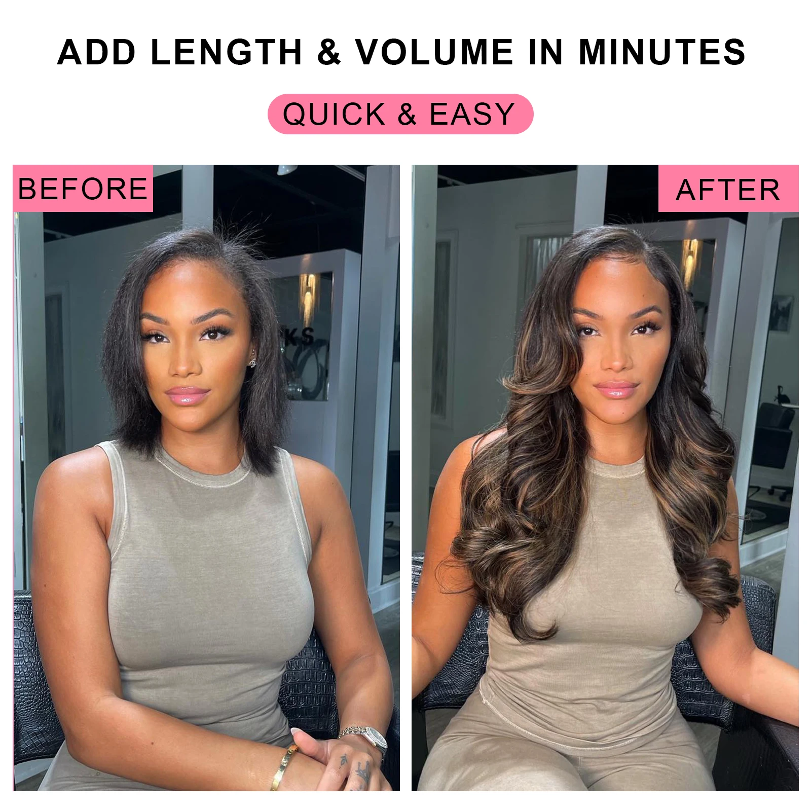 Destaque ombre clipe em extensões de cabelo em linha reta cabelo humano 24 26 Polegada colorido 100% cabelo humano 9 pçs/set extensões clipe ins