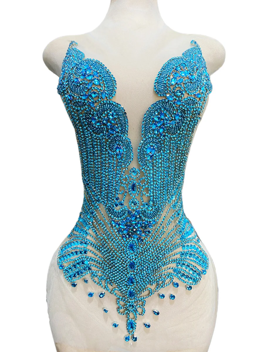Super Flash Heavy Industry Sew Multi-color Bright Diamond Lace Decal Dress Accessories Handcrafted Beaded Luxury Diamond Jewelry