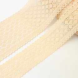 2/5Yards 115mm Wide Beige Cotton Embroidered Lace Net Ribbons Fabric Trim DIY Sewing Handmade Craft Materials