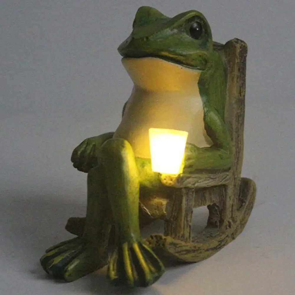 

Decorative Outdoor Lamp Solar Frog Night Light Miniature Garden Statue Set For Outdoor Decoration Waterproof Resin For Yard