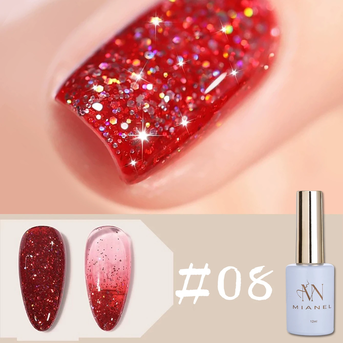 MIANEL 12ML Summer Bright Galaxy Broken Diamond Gel Nail Polish Authentic Flash Glue Silver Pink Starry Sky Glitter Nails