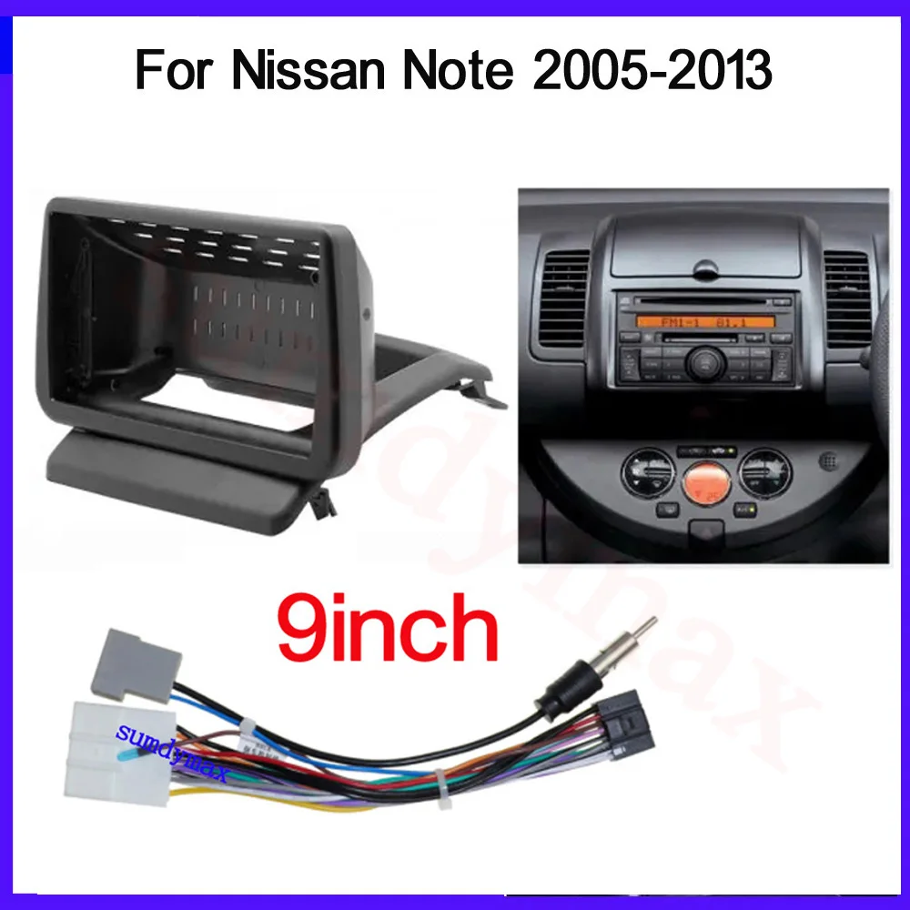 2 Din Car CD DVD Frame Panel Radio Player Audio Fitting Adaptor Dash Trim Kits Facia Panel 9inch For Nissan note 2005-2013