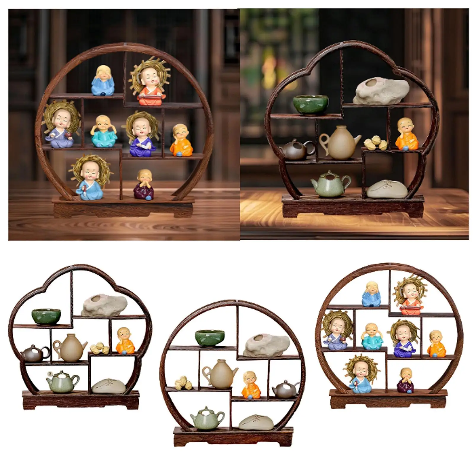 

Wooden Display Stand Items Included Curio Storage Rack for Living Room Decor