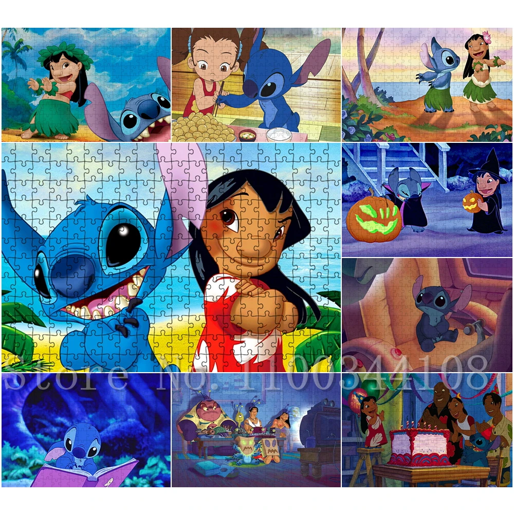 

Пазлы из мультфильма «Лило и Ститч» Disney для детей, Игрушки для раннего развития, бумажные Пазлы 300/500/1000 шт. для сборки игр, бабочки