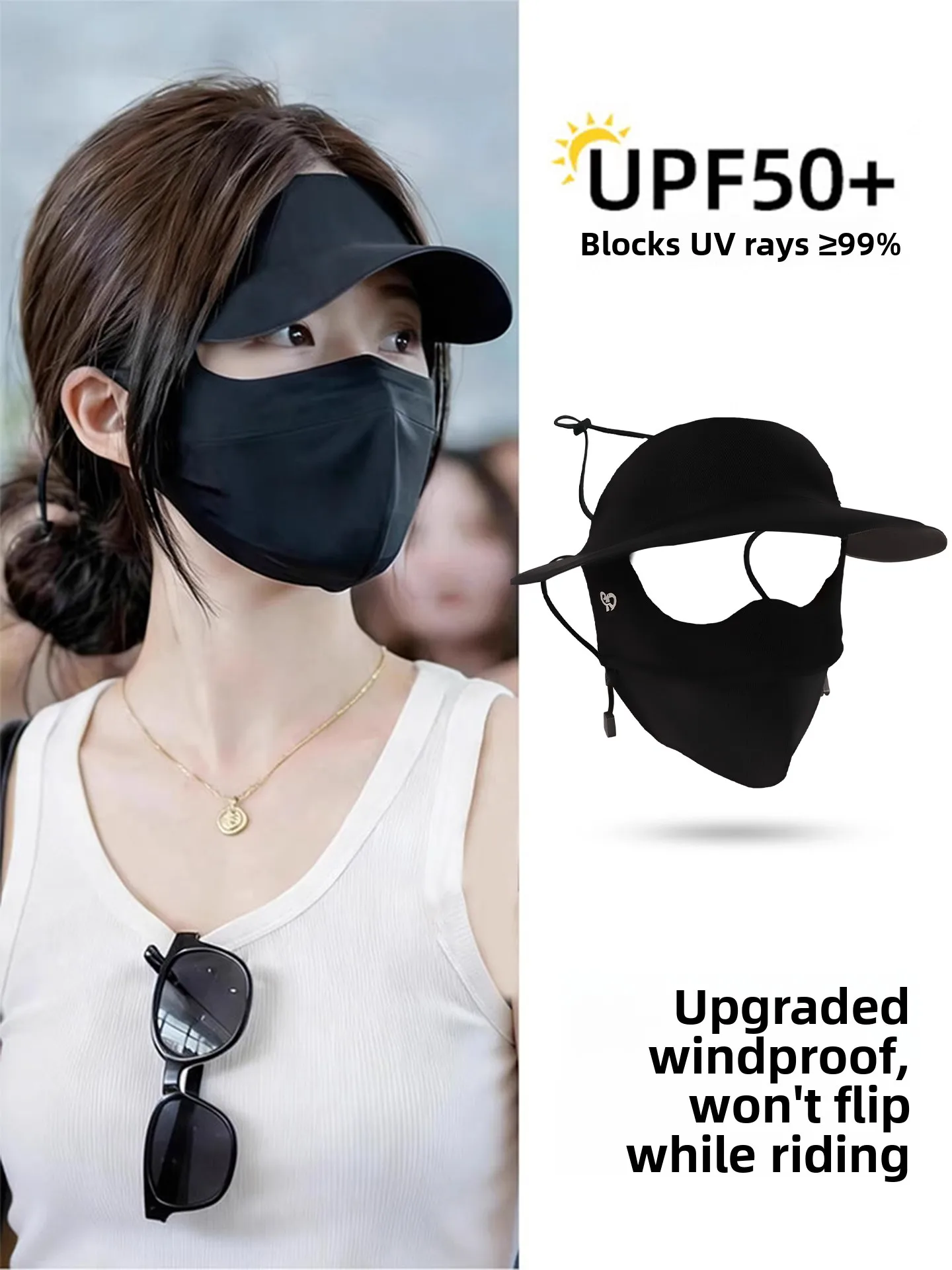 Zhaolu Full Face Sun Protection Mask Women Summer UV Protection Ice Silk Face Basque Sun Hat Mask Integrated Youth Summer Hat