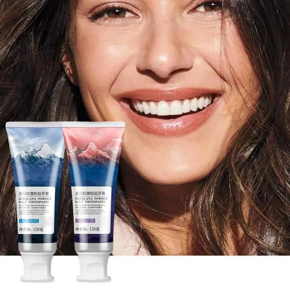 Creme dental sal do Himalaia para adultos, limpeza oral e refrescante, respiração misteriosa oriental neve montanha creme dental