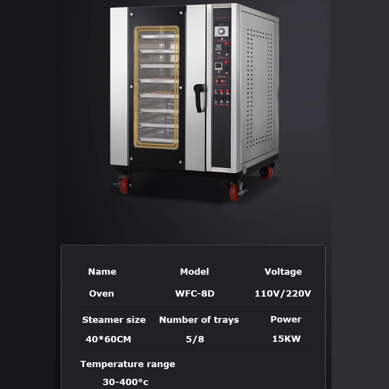 Oven Commercial Spray Humidification Food Processors Pizza Cake Bread Equipment Bakery Hot Air Circulating Furnace