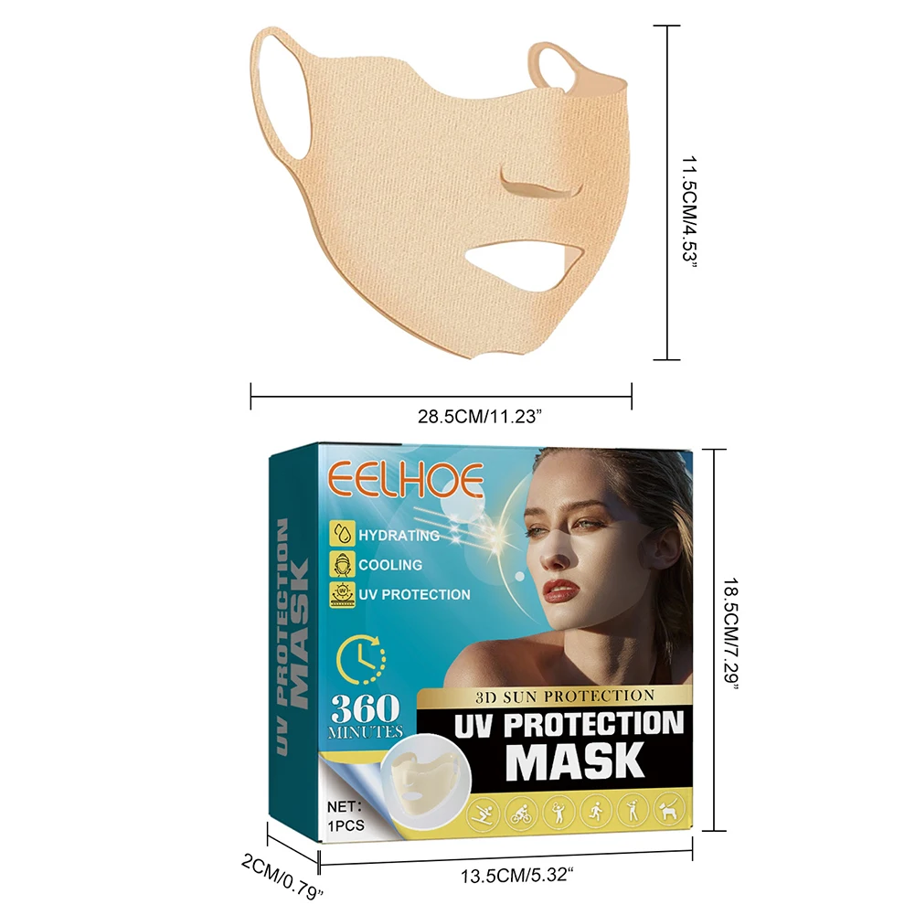 UV Sun Protection Mask Waterproof Breathable Full Face Sun Protection Mask Soft Adjustable Anti Ultraviolet for Summer Outdoor