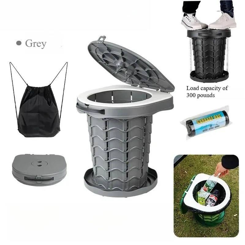 Inodoro de camping plegable ultraligero: inodoro portátil para exteriores para vehículos recreativos, senderismo, emergencia, multifunción como taburete