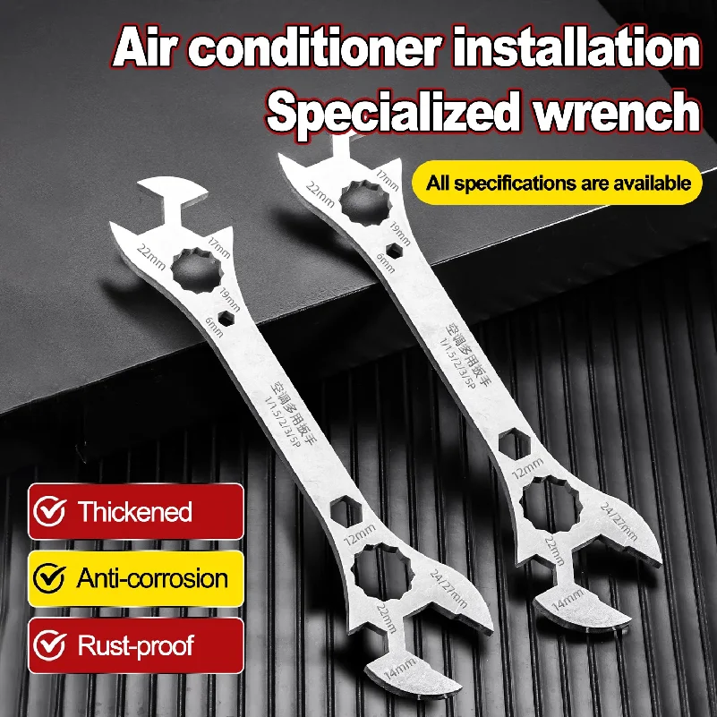 Multi functional Air Conditioner Wrench Open End Wrench Set Ultra-thin Flat wrench Tool Multi-Function Double-End Fixed Wrench