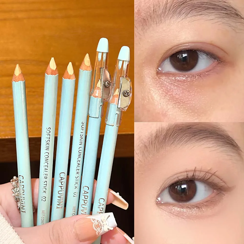 Cappuvini Concealer Pen Silky Smooth Cream Texture Brightens Face Conceals Dark Circles Waterproof Long-Lasting Makeup