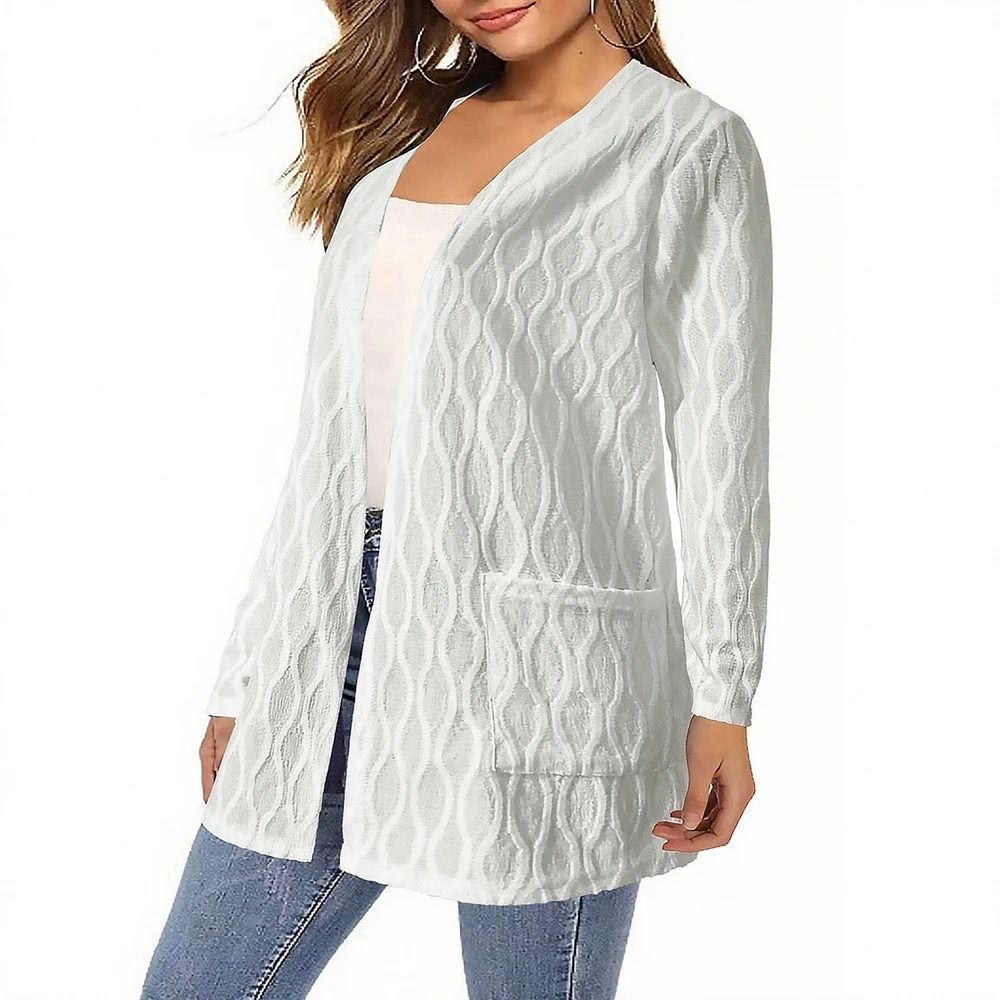 

Женский вязаный кардиган с длинными рукавами, однотонное пальто для дома, отдыха, темперамента, пригородного стиля, осень-зима, новые поступления