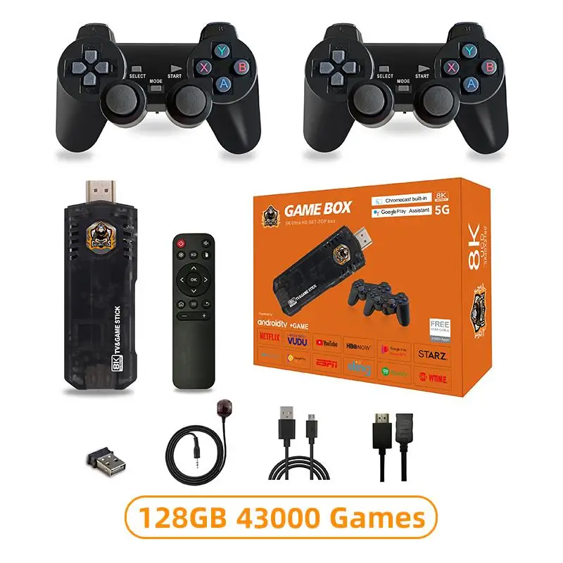 Top! TG8 TV Game Stick 4K HDR Wifi Fire TV Stick Retro Game Console for PS1/PSP/N64/GBA Emulator Android TV Box