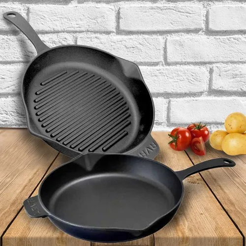 Lava Iron Casting 30 cm Roast + 28 cm Grid 2'li Round Pan Set