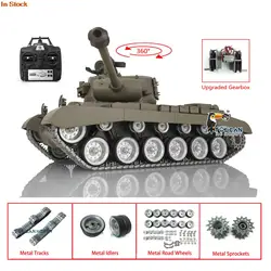 Toys HENG LONG 1/16 7.0 Customized USA M26 Pershing Walker Bulldog Panther RTR RC Tank Green 3838 Metal Tracks Wheels Smoke