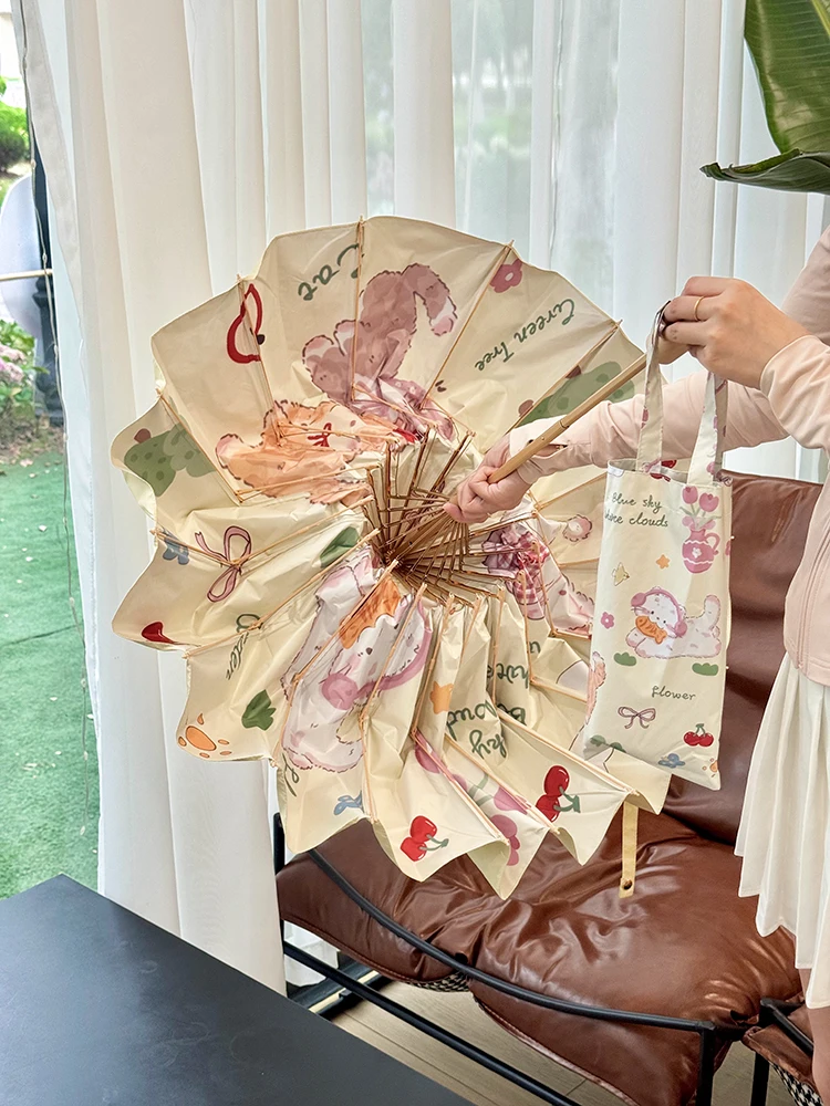 

Original Large 6-Rib Windproof Sunny And Rainy Umbrella Women's Dual Purpose Sunscreen UV Protection Sunade Umbrella for Two