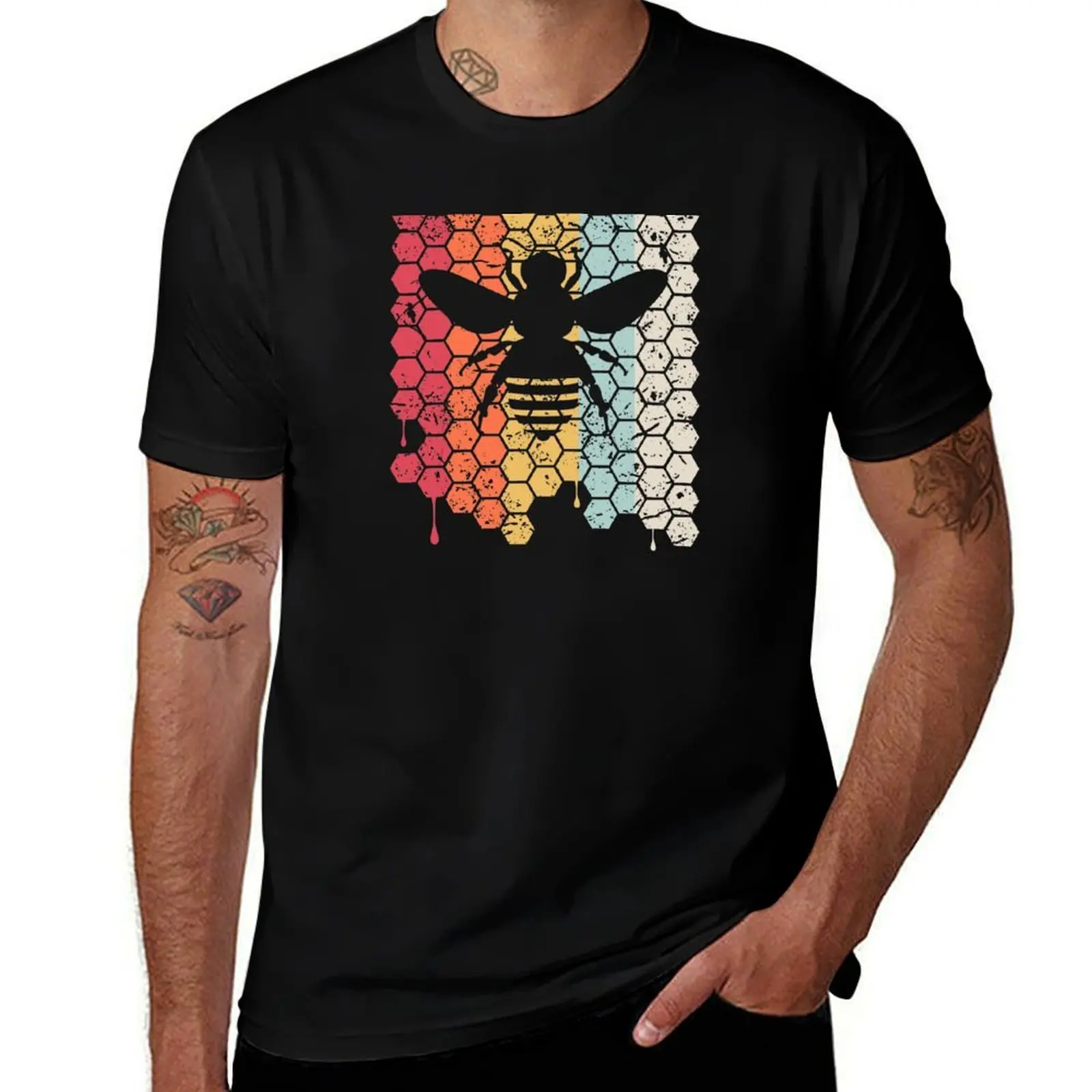 

Bee Retro Vintage 70s Style for Bee Lovers T-Shirt Casual Fashion Short Sleeve Cotton T-Shirt