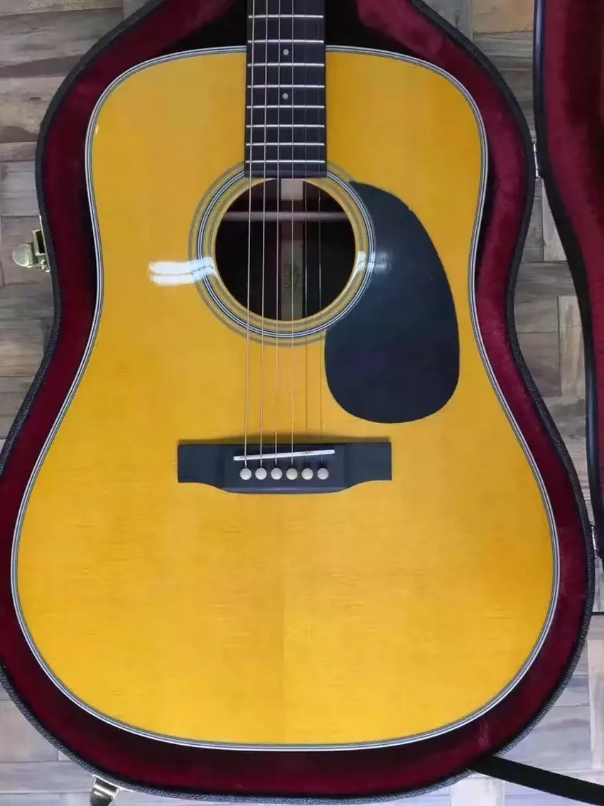 Full solid 41 inch D28 mold surface with yellow glossy paint acoustic acoustic guitar