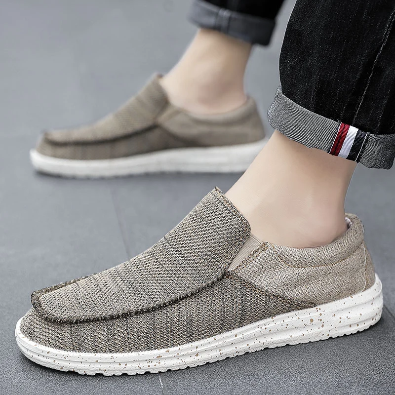 Summer Light Canvas Dude Shoes Men Casual Shoes 2023 Breathable Slip On Plus Size 48 49 50 Dropshipping