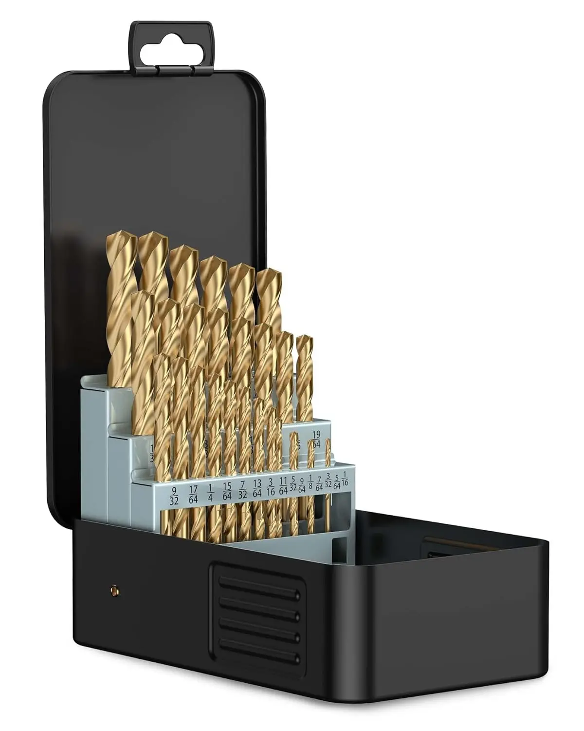 

Набор сверл HSS из 29 предметов с титановым покрытием, от 1/16 до 1/2 дюйма, для металла, чугуна, пластика, в стальном кейсе