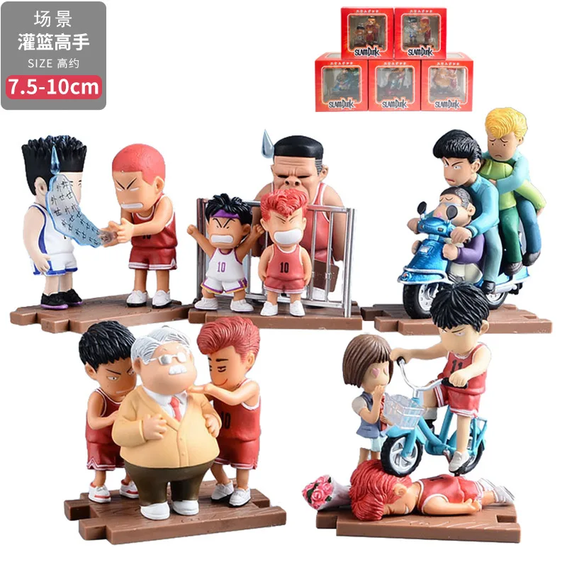 5Pcs/Set 10CM Slam Dunk Kaede Rukawa Sakuragi Hanamichi Anzai Yoshimitsu Akagi Takenori PVC Action Figure Model Toys Gitfs