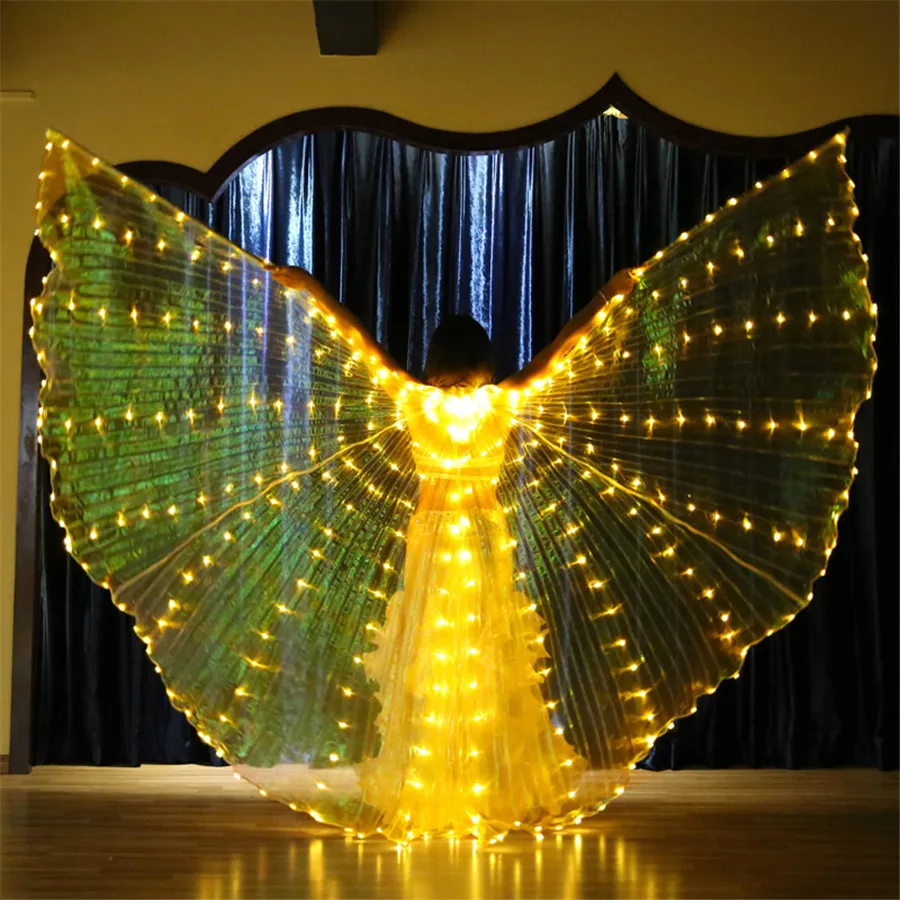 Belly Dance LED Wings Women Performance Fluorescent Butterfly Isis Wings Belly Dancing Bellydance Carnival Led Costumes Shows