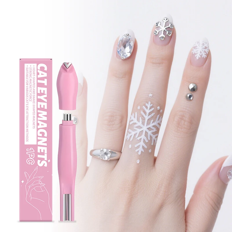 Snake Heart Magnet, Y-Shaped Dual Head Cat Eye Gel Nail Polish Magnet, Heart Shape Cat Eye Magnetic Stick for Nail Art