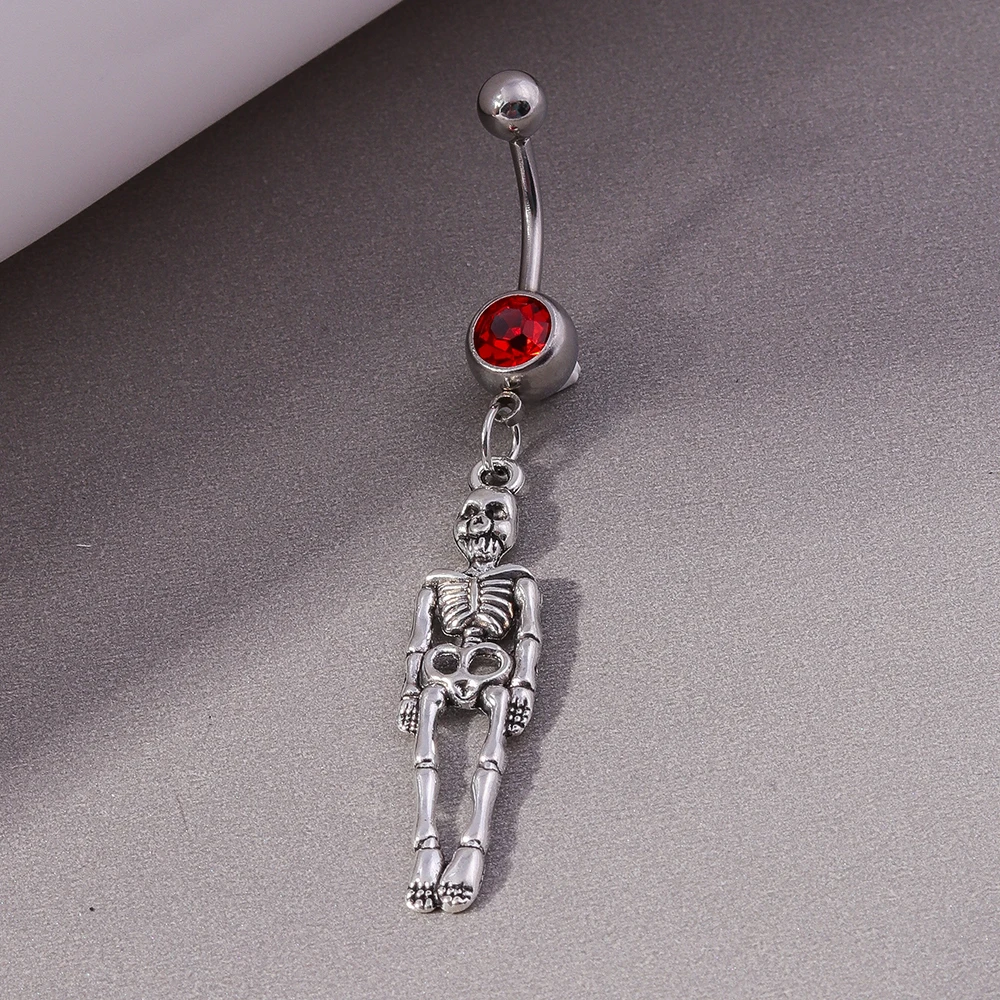 Aihua Halloween Schädel Skelett Nabel Ring Chirurgenstahl Gothic Halloween Spinne Bauchnabel Ring Piercing Ombligo Körperschmuck – Detail 7