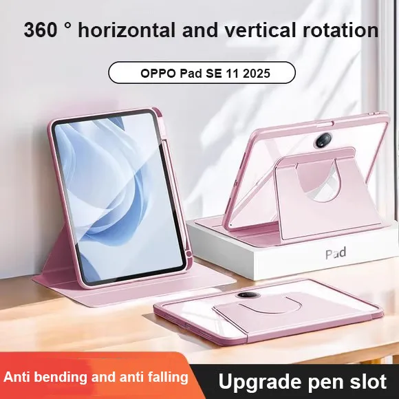 

360 ° Вращающийся акриловый чехол для OPPO Pad SE 11 2025 Pad2 Pad3 11.61 Air 2 Neo 11.4 Air 10.36 3 Pro 12.1 4 Pro 13.2 с слотом для ручки