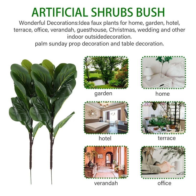 Artificial Plants Fiddle Leaf Fig Faux Ficus Lyrata Tree Fake Green Bushes Greenery For Garden Porch Window Box Decor