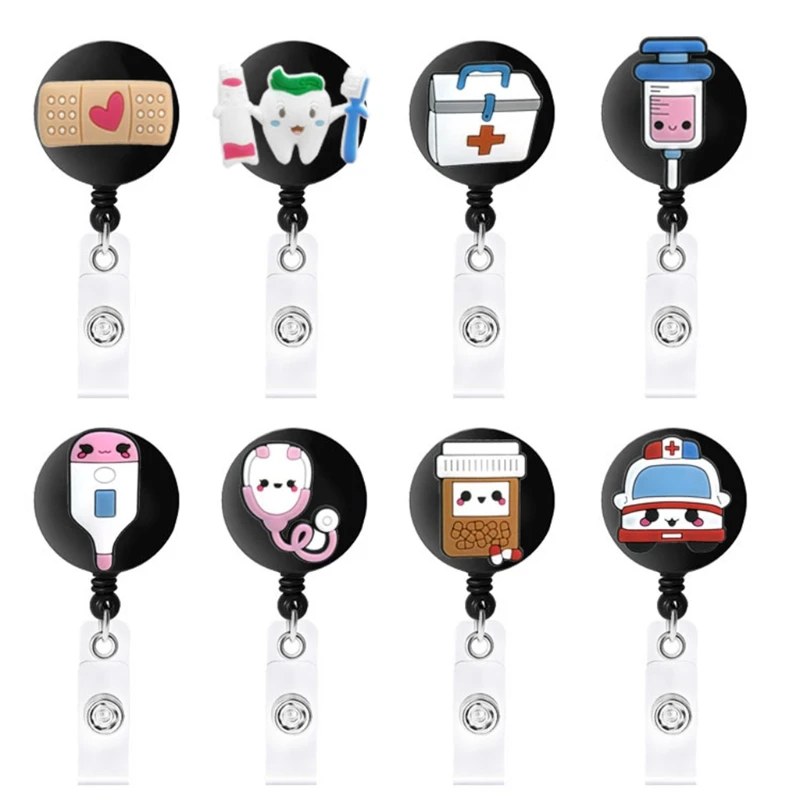 

8Pcs/Pack Multi-purpose Cartoon Retractable Badge Holder Set Great for Hospital