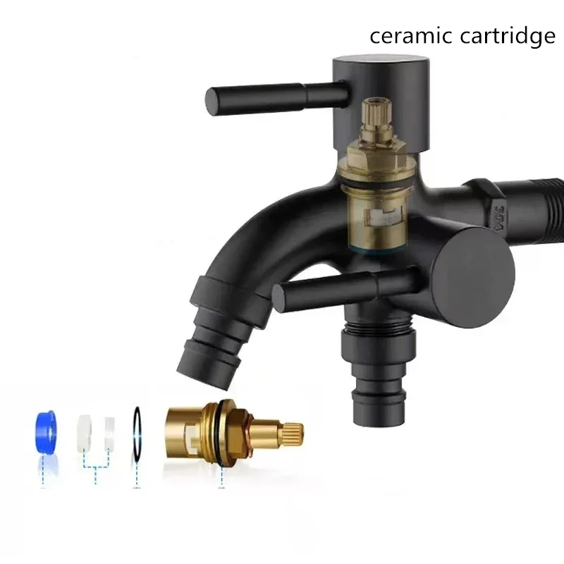 1pc 304 Stainless Steel Multi Functional Washing Machine, Double Outlet Faucet