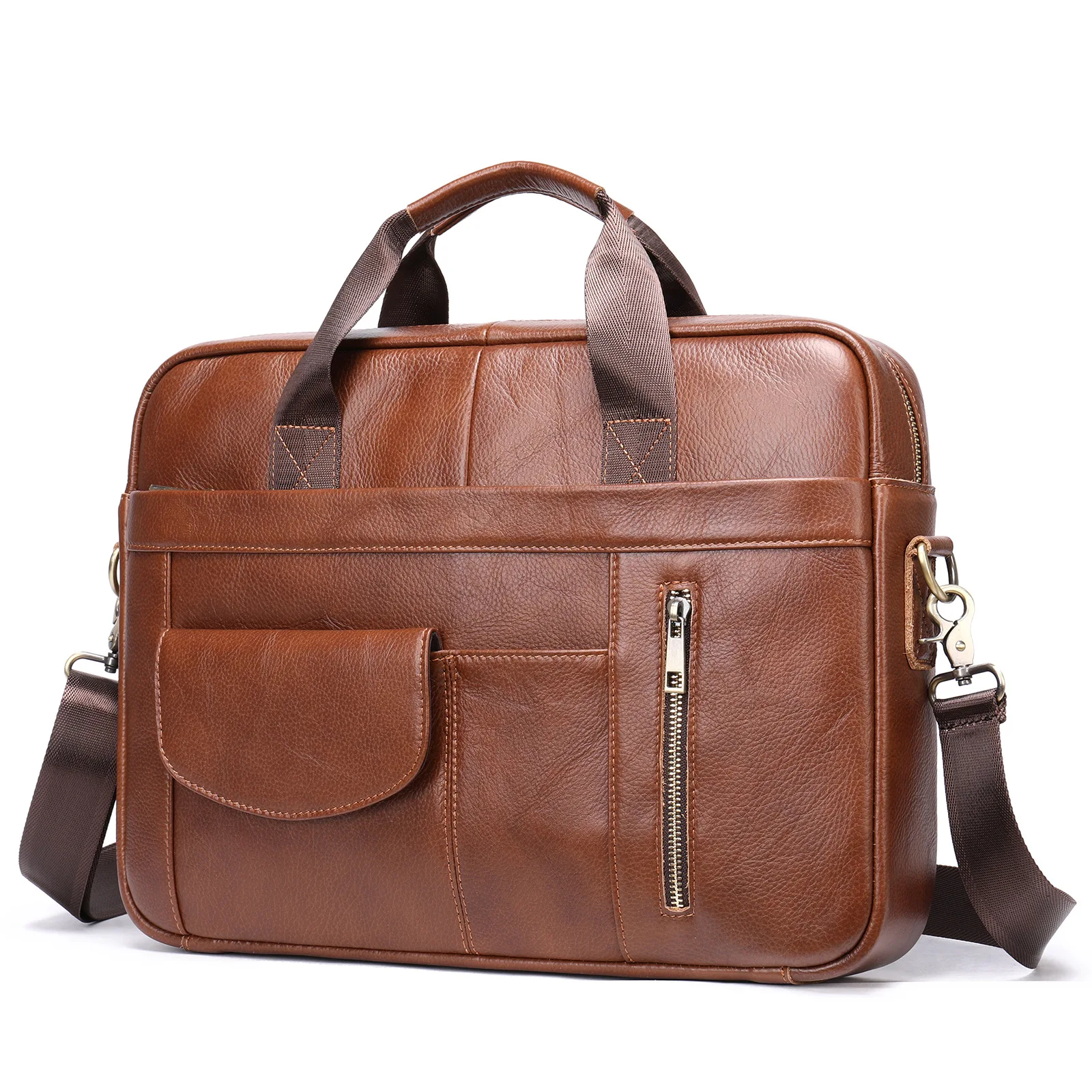 Bolso para hombre, maletín de cuero genuino para portátil 14, bolso de mensajero para hombre, portafolio de negocios para documentos A4,