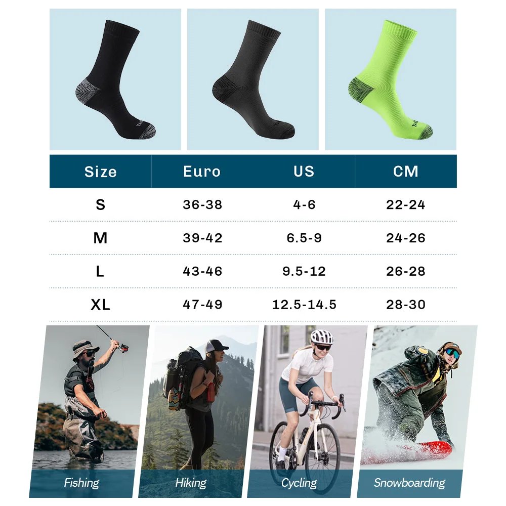 Men Waterproof Socks Trekking Riding Ski Cycling Camping Fishing Hiking Sports Snow Warm Thermal Winter Sock PORELLE MEMBRANES