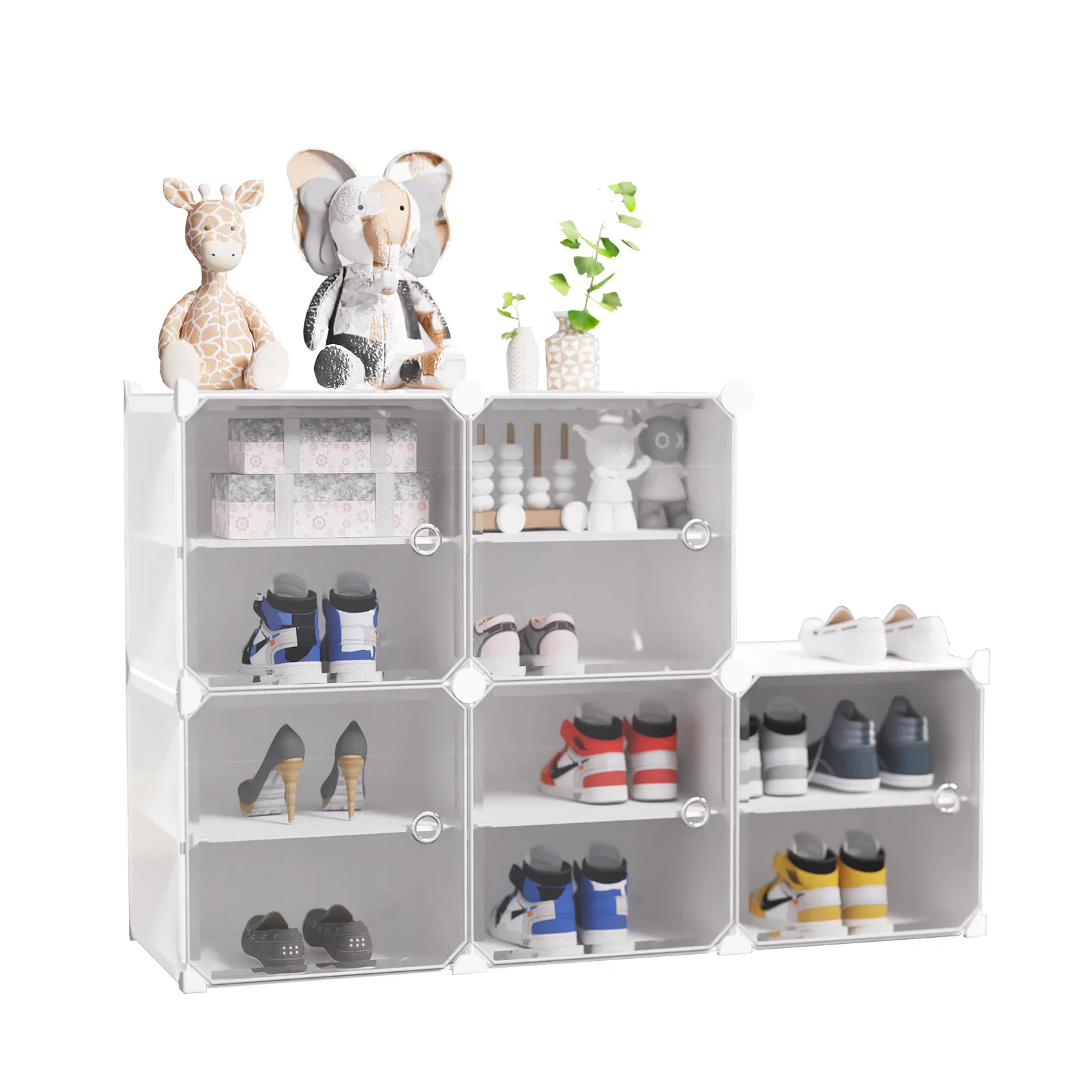 

16PCS Shoe Racks，Stackable Portable Shoe Rack Organizer For Home Closet Organize Plastic Shoes Storage Box Clear Shoe Boxes