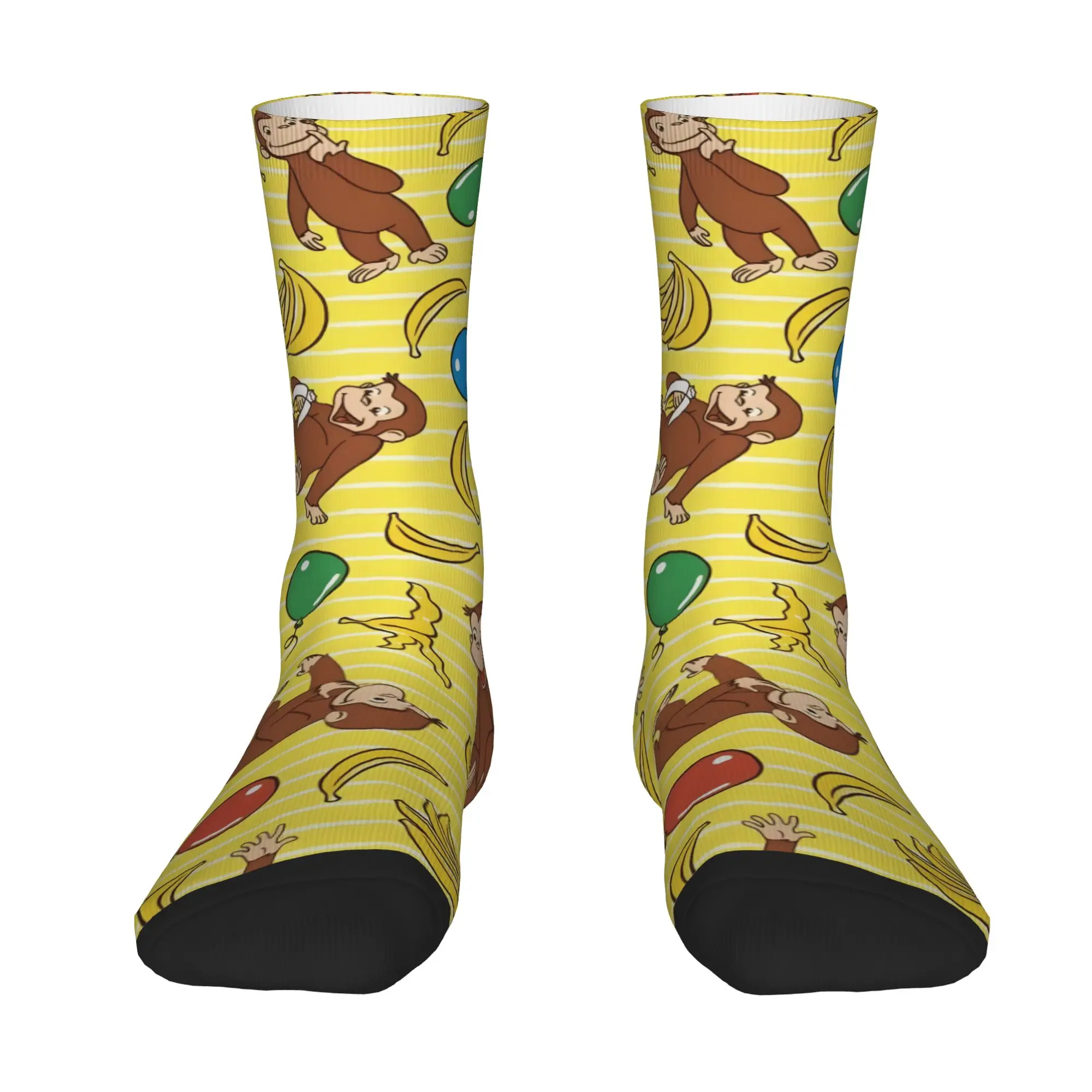 1 Pair Happy Funny Men's Sock Good Intentions Vintage Harajuku Curious Monkey G-George Street Style Novelty Pattern Sock