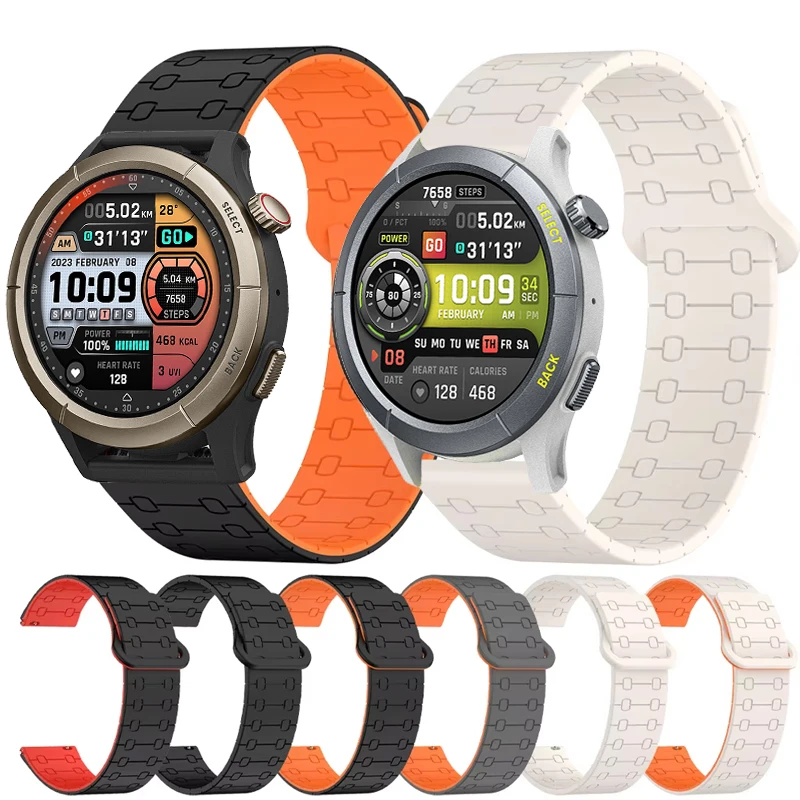 Bracelet magnétique en Silicone de 22mm pour Amazfit Cheetah Pro/bracelet de Sport rond pour Amazfit Balance 2/Bip 6 5 5 Unity/GTR 47mm 4 3 2 2e