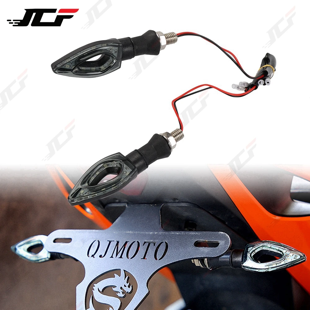 1pair Motorcycle Turn Signals Lights Amber 12LED Blade Lamp Short Turn Signal Lights Flasher Indicator Blinker Motor Accessories