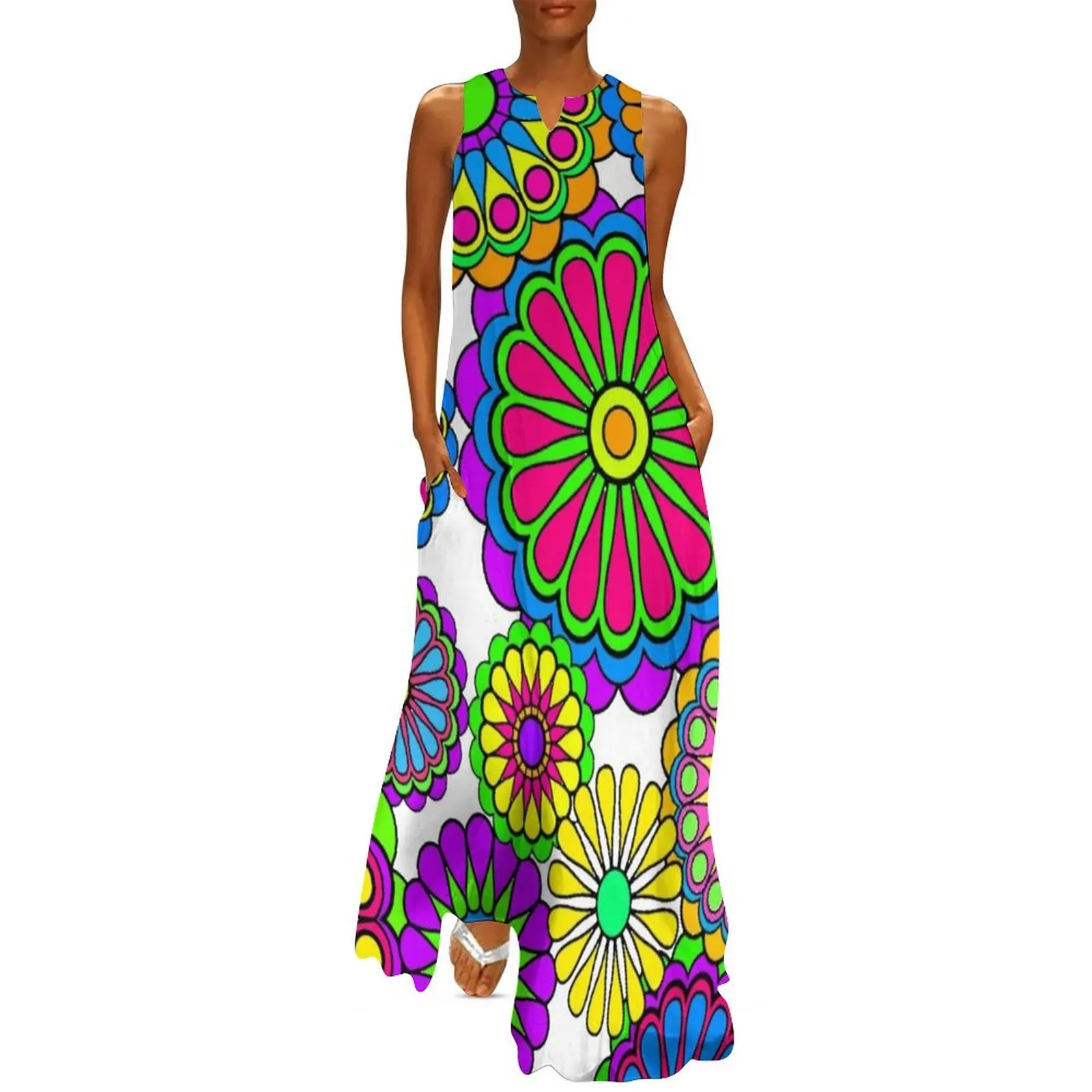 

Happy Hippy Flowers Long Dress sexy dress Elegant gowns Dress