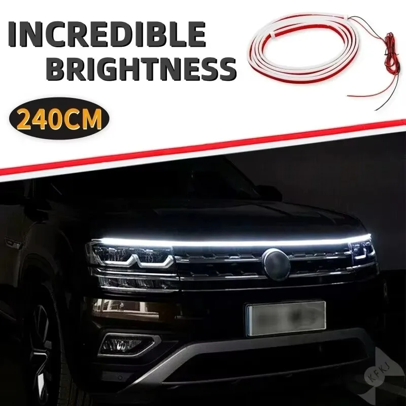 

Tiy 180 см/240 см гибкая авто декоративная атмосферная лампа окружающий капот автомобиля светодиодная полоса дневных ходовых огней водонепроницаемая