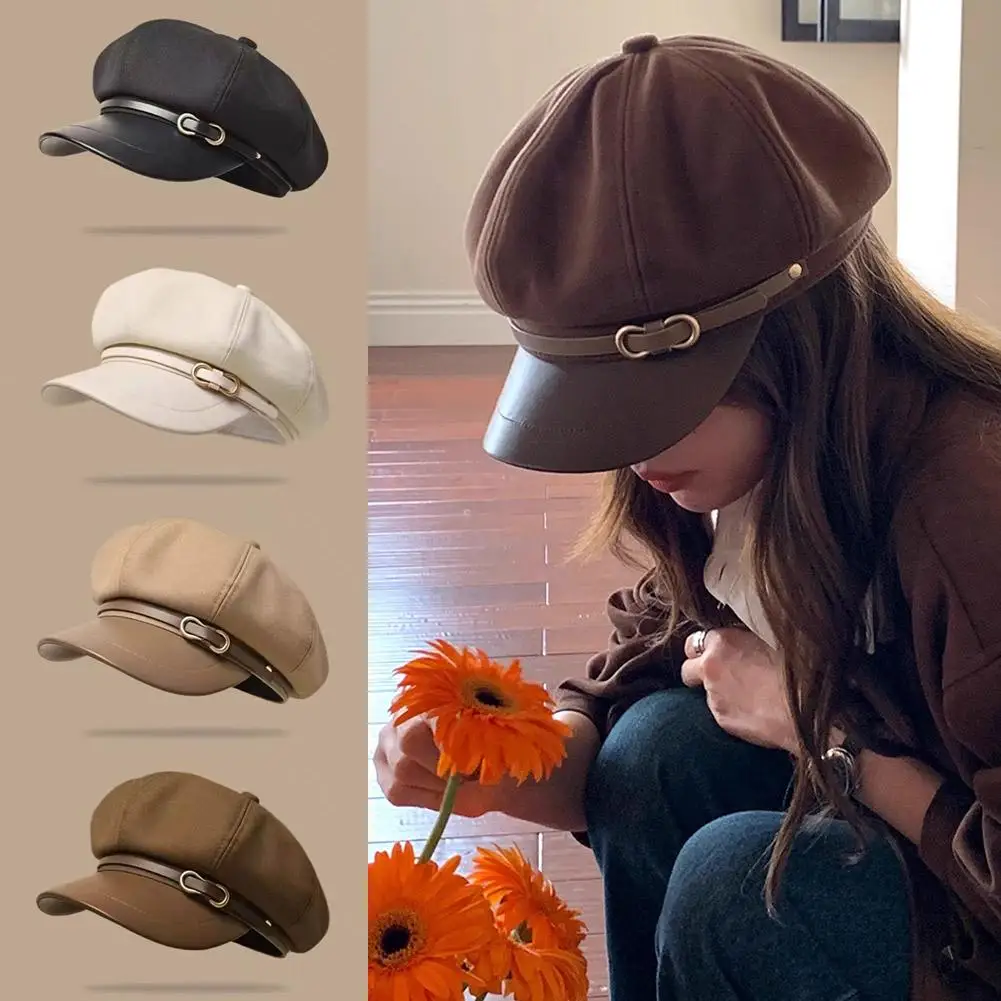 Retro Octagonal Hat British Style Beret For Wome Octagonal Newsboy Cap For Big Head Circumference Spring Autumn Hat