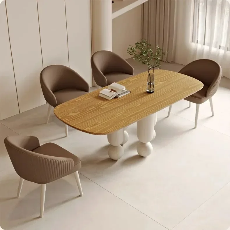 

Nordic French Style Cream Style Log Dining Table Silent Style Negotiation Modern Minimalist Desk