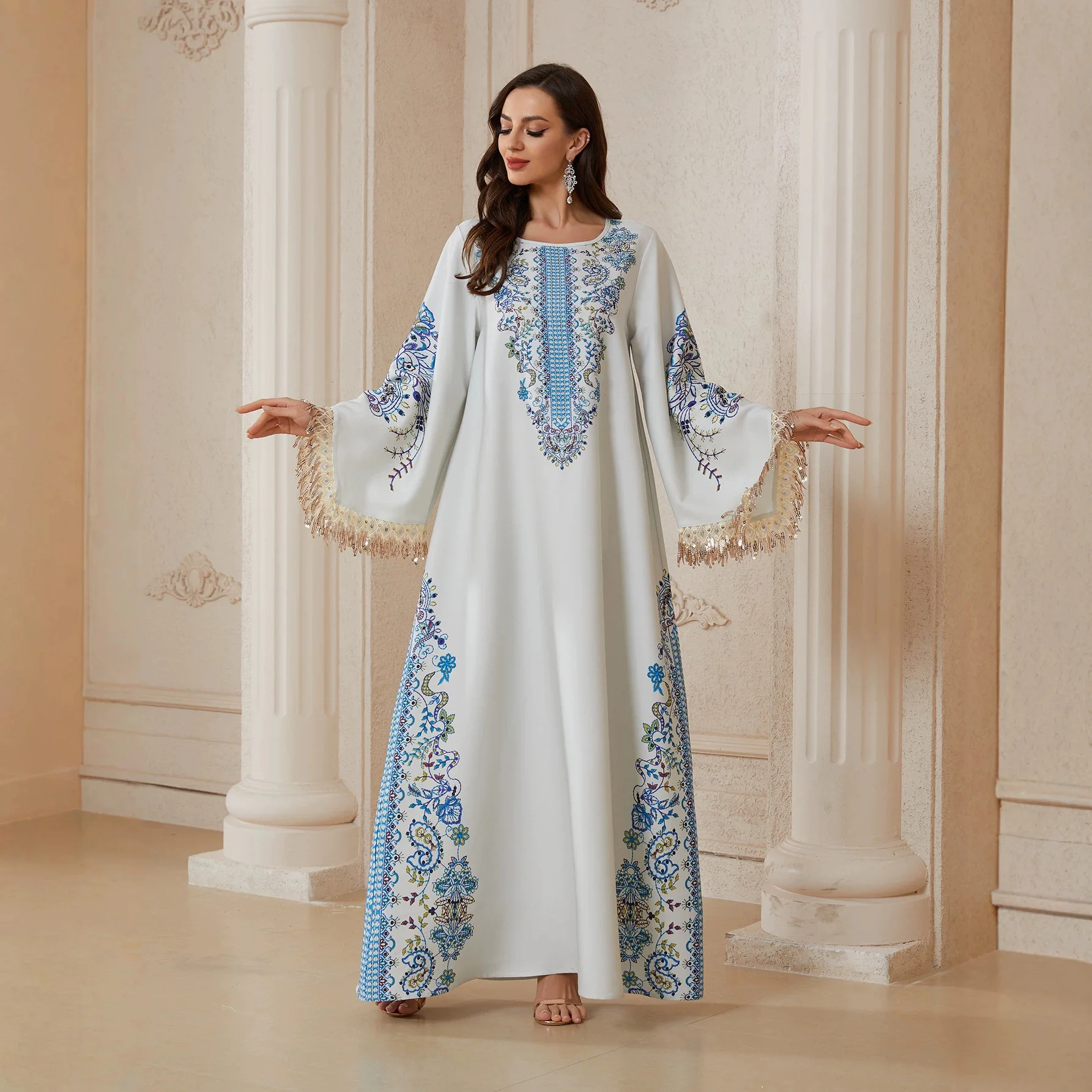 

Sw2612 Women's Robe Dress Long Sleeve Elegant Long Dress 2026 Muslim Long Dress Robe Abaya Ramadan Dubai Luxury Islam Elegant