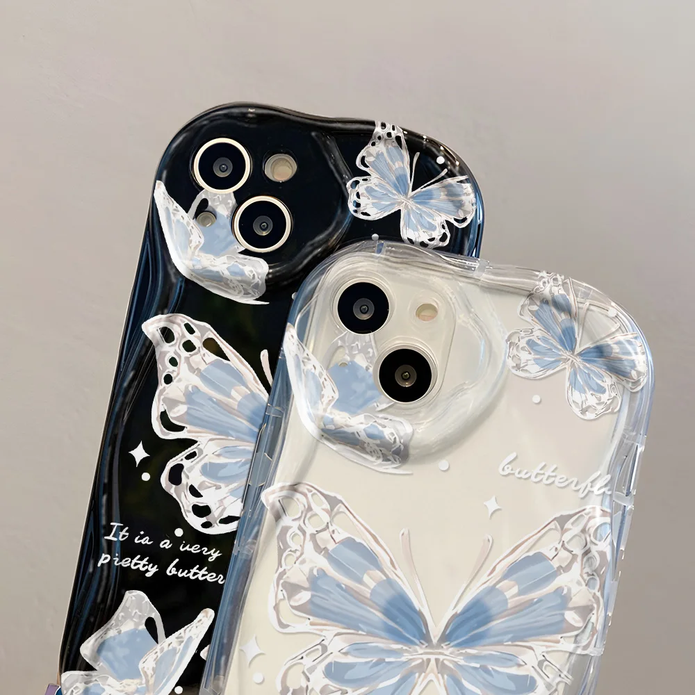 Clear Soft Curly Wave Case For Samsung A55 5G A54 A53 A52 A35 A34 A32 4G A24 A23 A22 A14 A13 S23 S22 S21 S20 FE S24 Ultra Cover