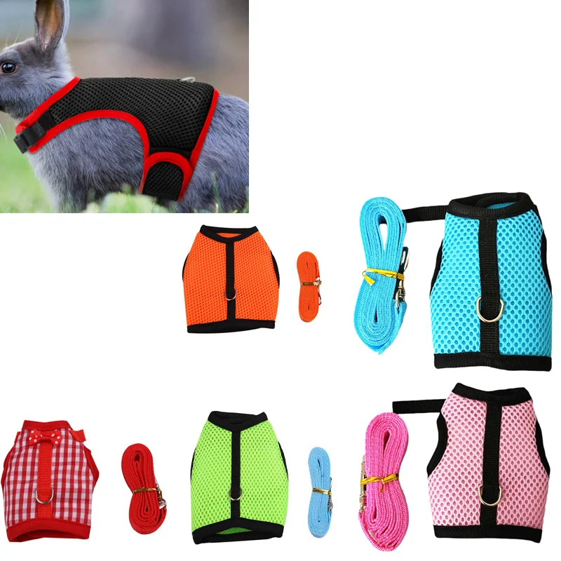 Small Animal Hamsters Outdoor Pet Vest with Pulling Rope Rabbit Harnesses Vest Leashes Pet Guinea Pig Vest Leash Soft Harness